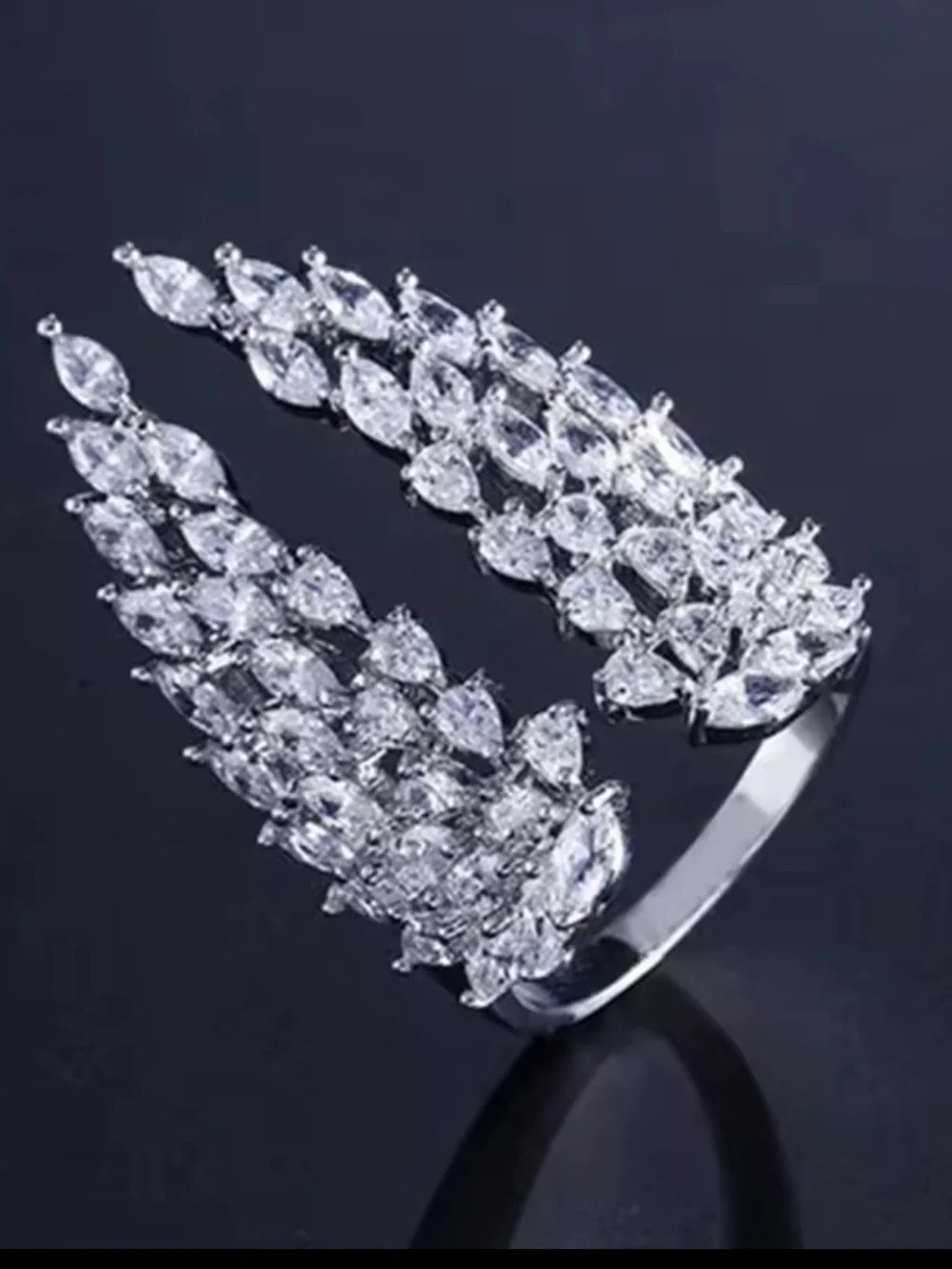 Silver Crystal Wing Wrap Ring - Picture 3 of 4